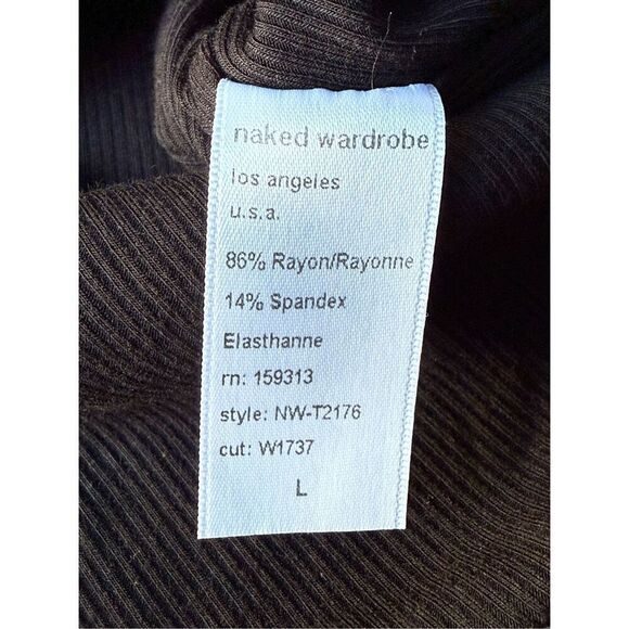 Naked Wardrobe Ribbed Sleeveless Cowl neck Asymmetrical Crop Top In Black - Picture 9 of 9